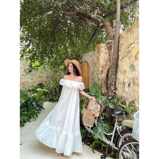 Váy đầm maxi bèo vai dáng dài siêu xinh