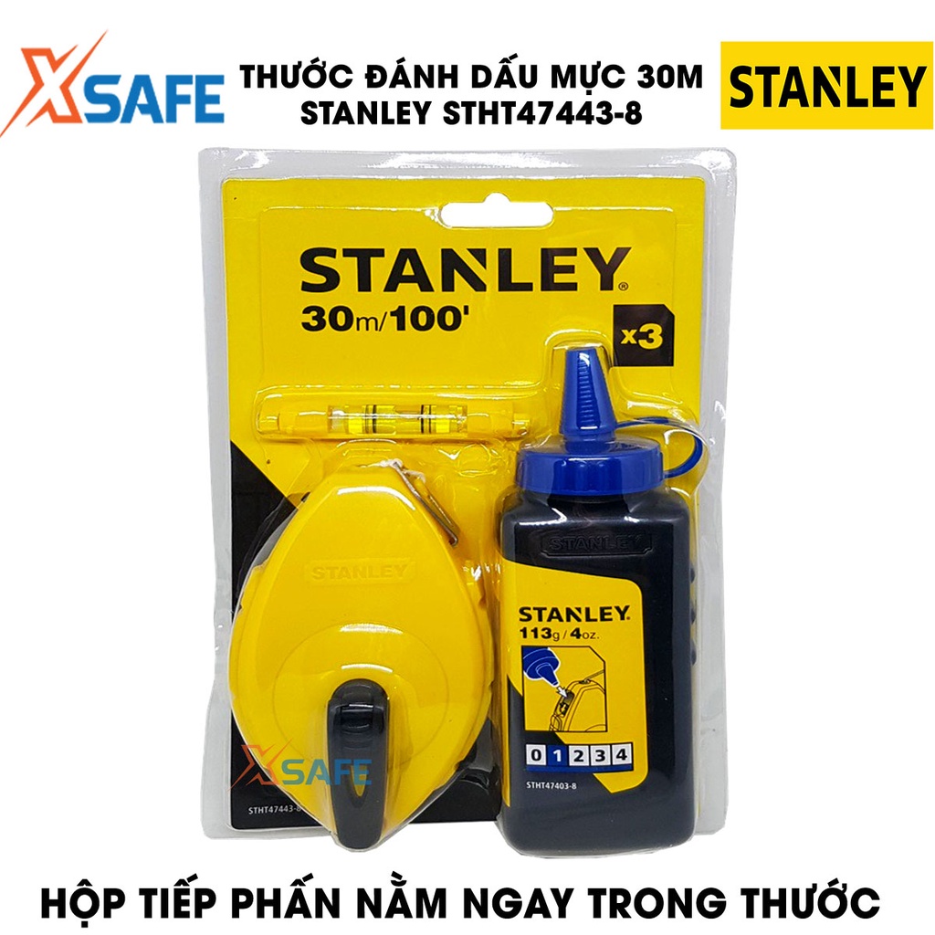 Thước đánh dấu vạch mực STANLEY vỏ nhựa ABS Dụng cụ đánh dấu Stanley có đầu móc làm bằng thép không gỉ, thiết kể nhỏ gọn