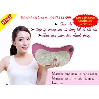 Gối massage hồng ngoại 6 bi ( màu tím)
