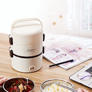 Cặp lồng cắm điện hâm nóng thức ăn tiện lợi, 3 tầng inox siêu bền 2L | Hộp cơm điện văn phòng - Tặng kèm bộ phụ kiện