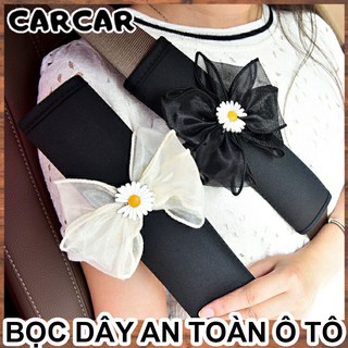 [MỘT CẶP] Bọc dây an toàn ô tô bằng nhung gắn nơ xinh xắn