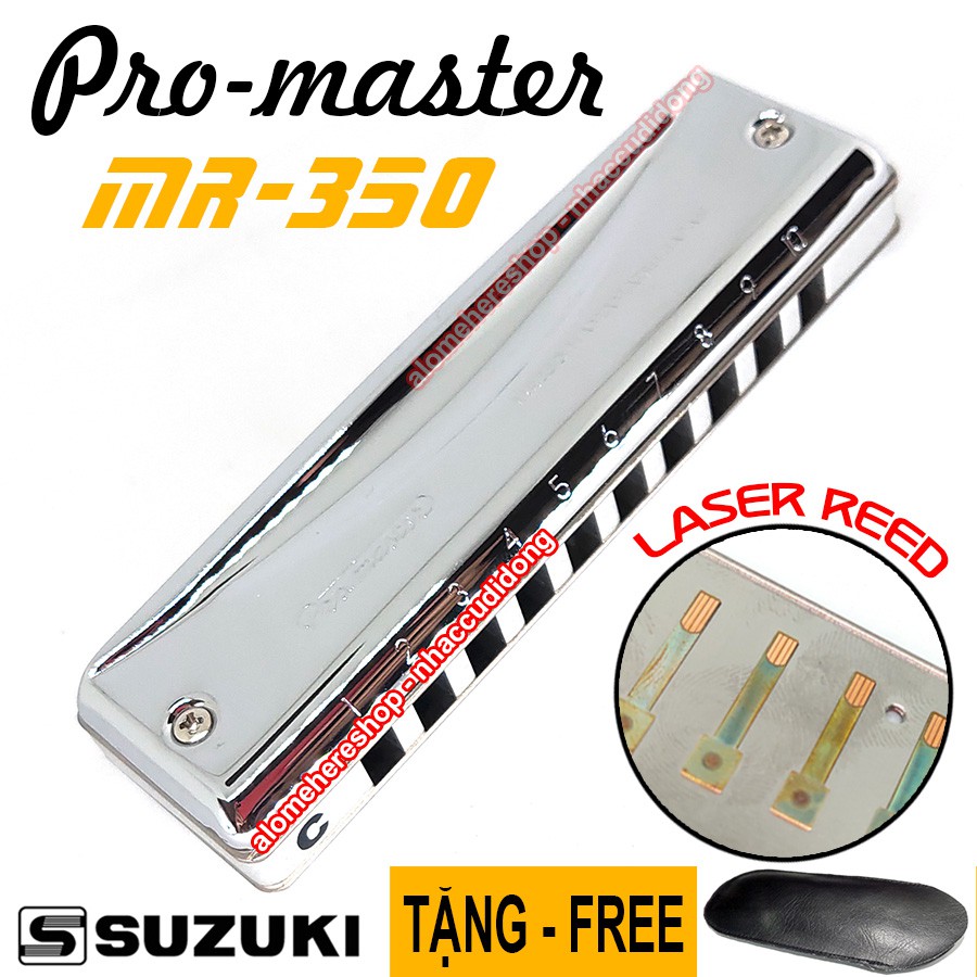 Kèn Harmonica Diatonic 10 Lỗ Cao Cấp Suzuki Promaster MR-350 Key C Có Clip Lưỡi Gà