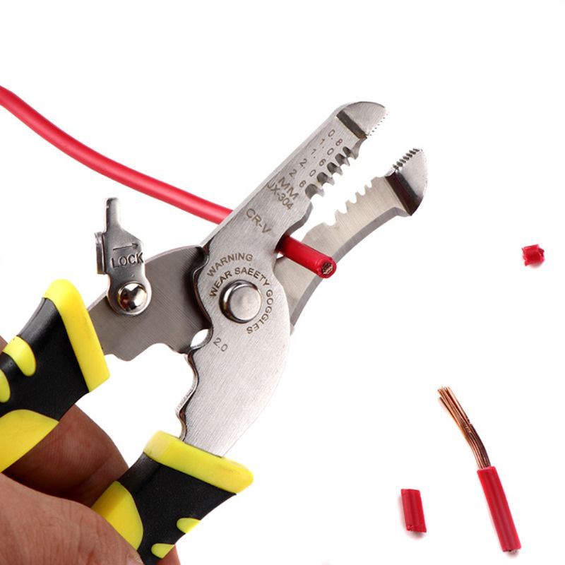 Kìm tuốt dây cáp cắt uốn cong đa năng tay cầm cao su dành cho thợ điện