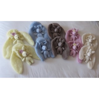 Nón thỏ và thỏ cầm tay newborn
