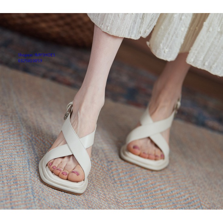 SANDAL ĐẾ XUỒNG CAO GÓT QUAI ĐAN CHÉO