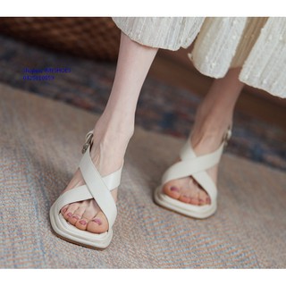 Sandal đế xuồng cao gót quai đan chéo