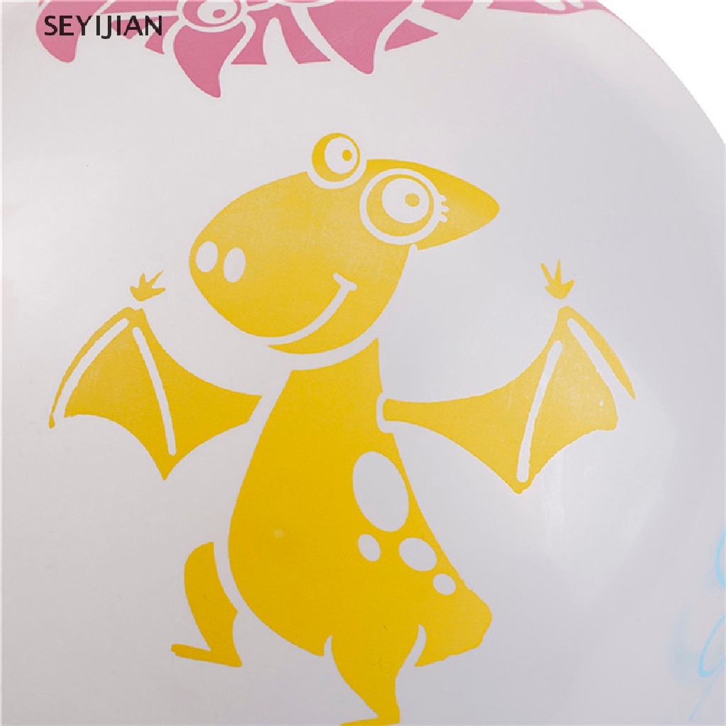 Set 10 Bong Bóng Cao Su Latex 12 Inch Hình Khủng Long Trong Suốt Cho Bé