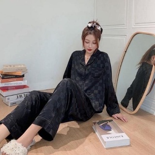 Bộ Pyjama Chất Lụa Gấm áo dài- quần dài