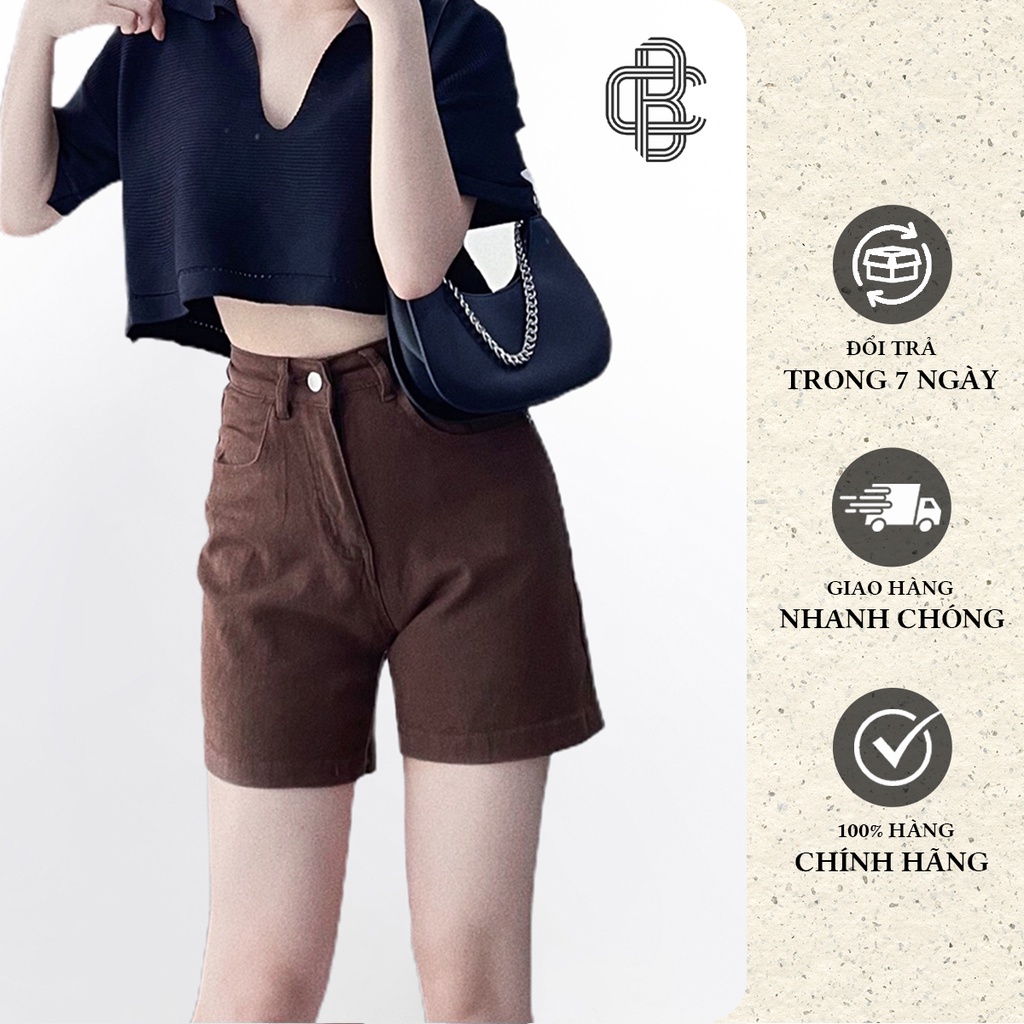 Quần short kaki co giãn lưng cao trẻ trung năng động - La’coba