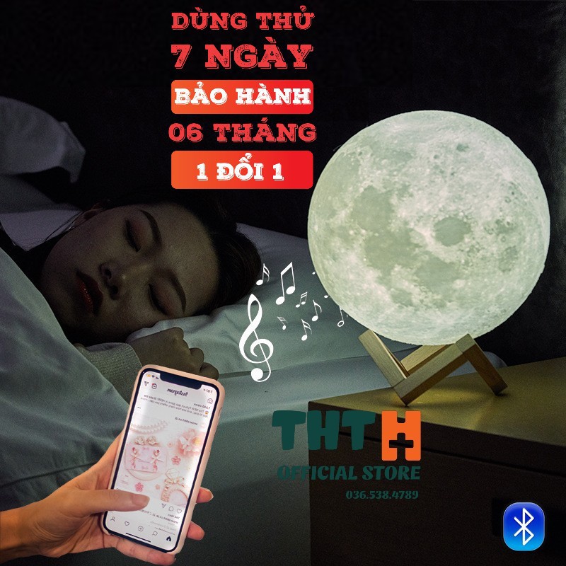 Đèn Ngủ Loa Bluetooth  Hình Mặt Trăng Đèn Để Bàn Sang Trọng THTOFFICIAL BH 6 Tháng Toàn Quốc.