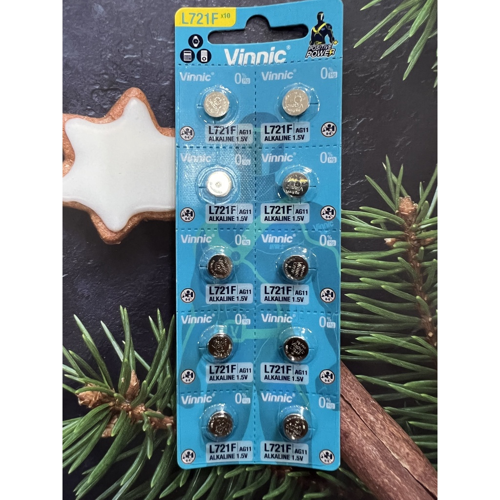 Vĩ 10 viên Pin Vinnic L721F 721  AG11 SR721SW 362 Chính Hãng