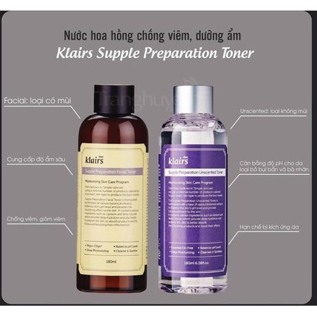 Nước hoa hồng Dear, Klairs Supple Preparation Toner 180ml