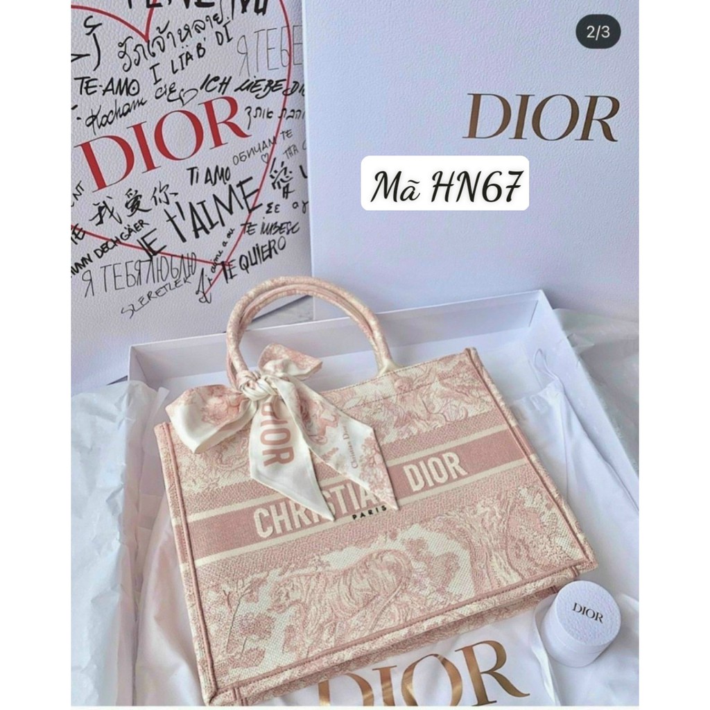 Túi chéo Dior 2 màu Đen và Hồng - Túi xách nữ Dior size 35 chất đẹp đựng được laptop (tặng kèm khăn lụa)ui