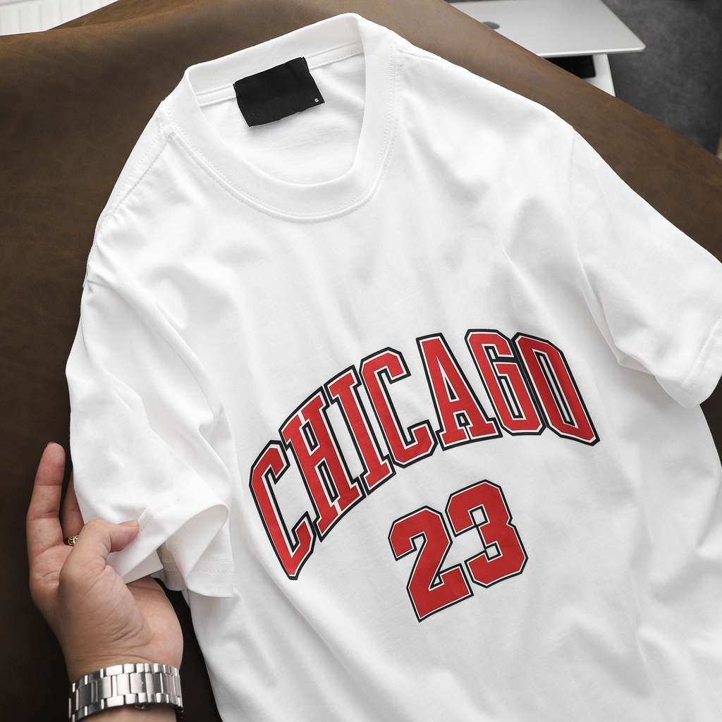 Áo thun tay lỡ nam nữ in chữ Chicago , Vải Cotton Form Oversize - SELECTED.STORE