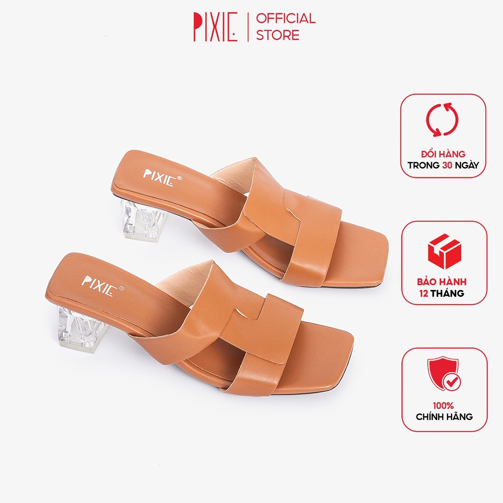 Guốc Cao Gót 3cm Quai Đan Gót Mica Trong Pixie X889