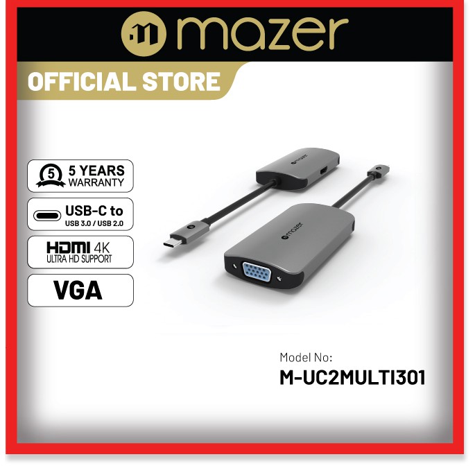 Cổng Chuyển Đổi Mazer USB-C to 4K-HDMI+VGA Dual Display Adapter