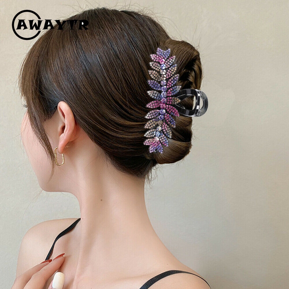 Kẹp Tóc Hình Chiếc Lá Đính Đá Thời Trang Cho Nữ