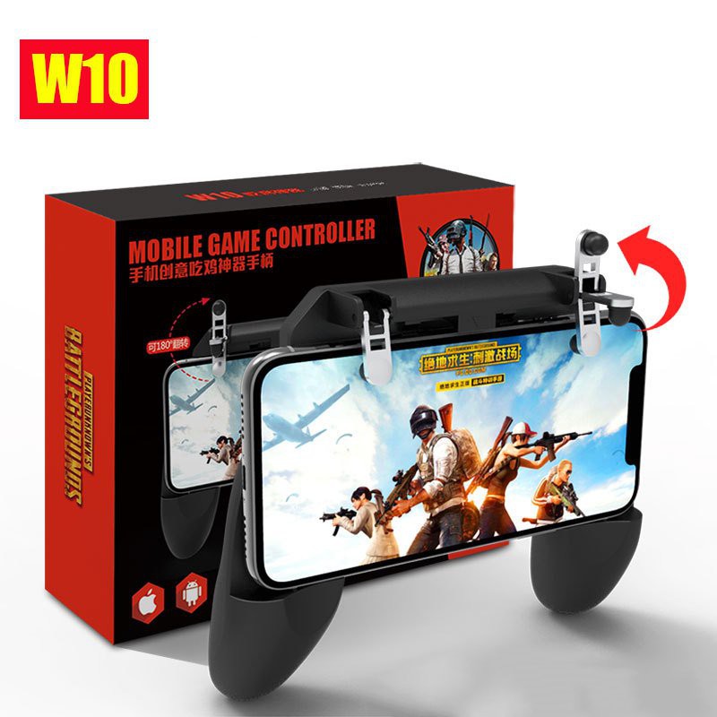 Trợ giá 2 ngày] Tay cầm game W10 Có Nút Bắn Cho Điện Thoại chơi Pubg, Ros, Free Fire Controller