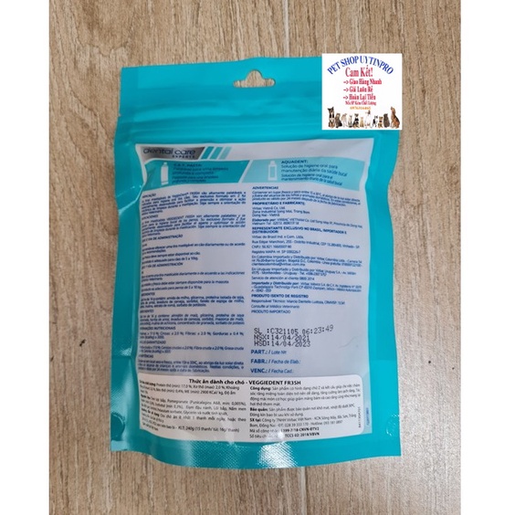 Xương gặm cho Chó Virbac Veggieden FR3SH Gói 240g Giúp sạch răng, Chắc răng, Thơm miệng, Loại bỏ cao răng