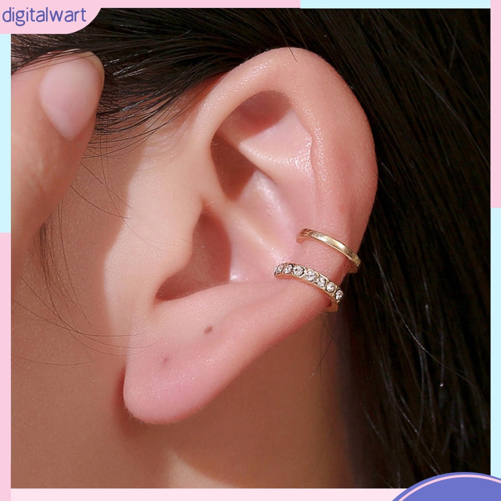 Khuyên kim loại đeo vành tai thiết kế đính đá lấp lánh nữ tính