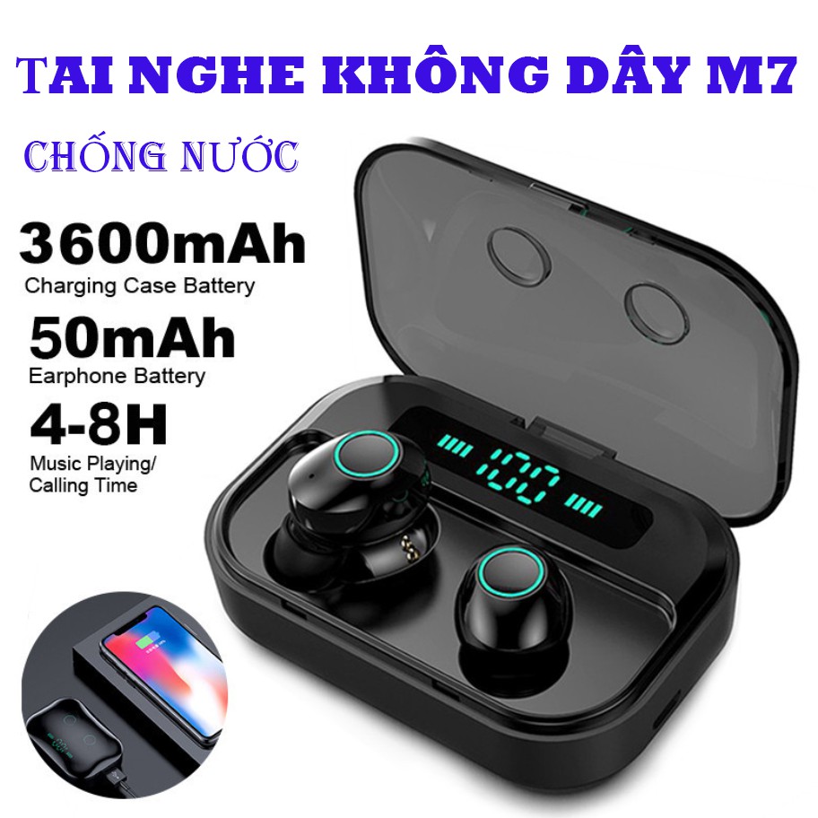 [ GIÁ HUỶ DIỆT] Tai Nghe Bluetooth Cảm ứng M7 -chống nước chuẩn ipx7 - thời gian nghe 90h - Tai nghe không dây M7