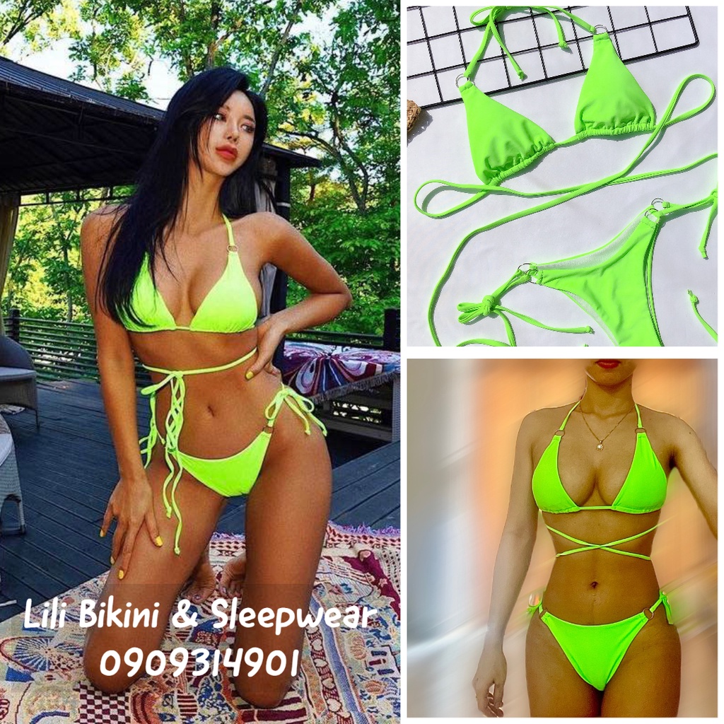 Bộ bikini nữ hai mảnh Âu Mỹ quyến rũ nhiều màu cột dây eo siêu hack dáng