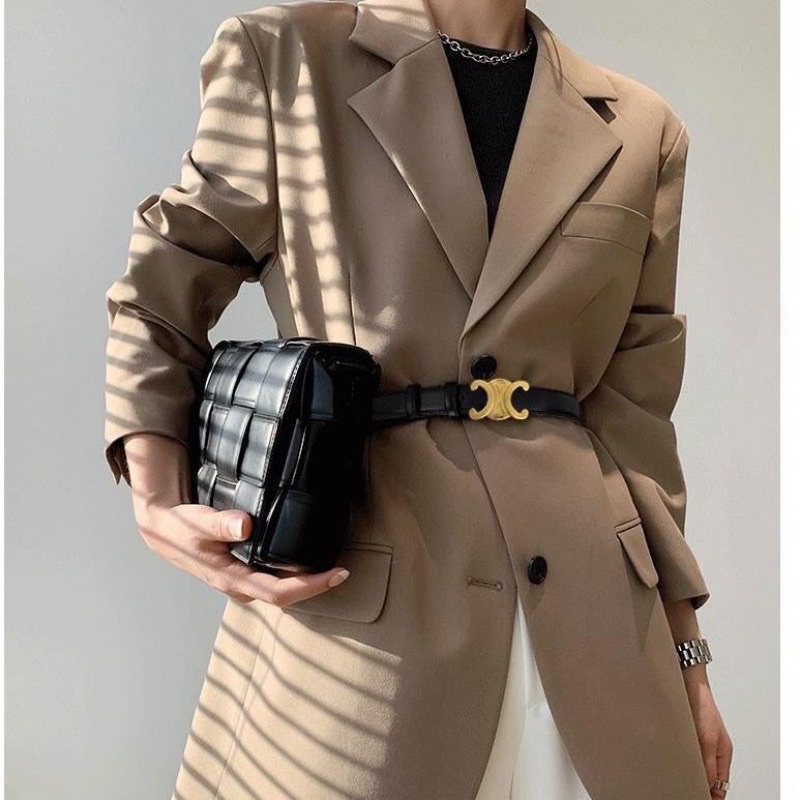 Thắt lưng nữ - dây nịt nữ - dây lưng chữ x celine màu vàng đồng