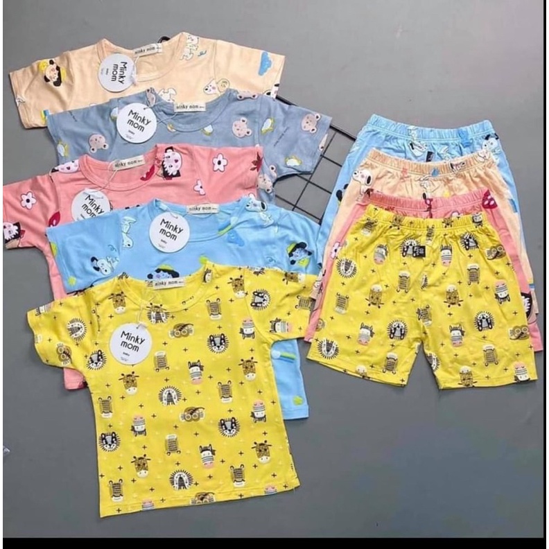 Bộ cotton lạnh cao cấp Minkyy Mom-bộ cọcntay cho bé trai bé gái