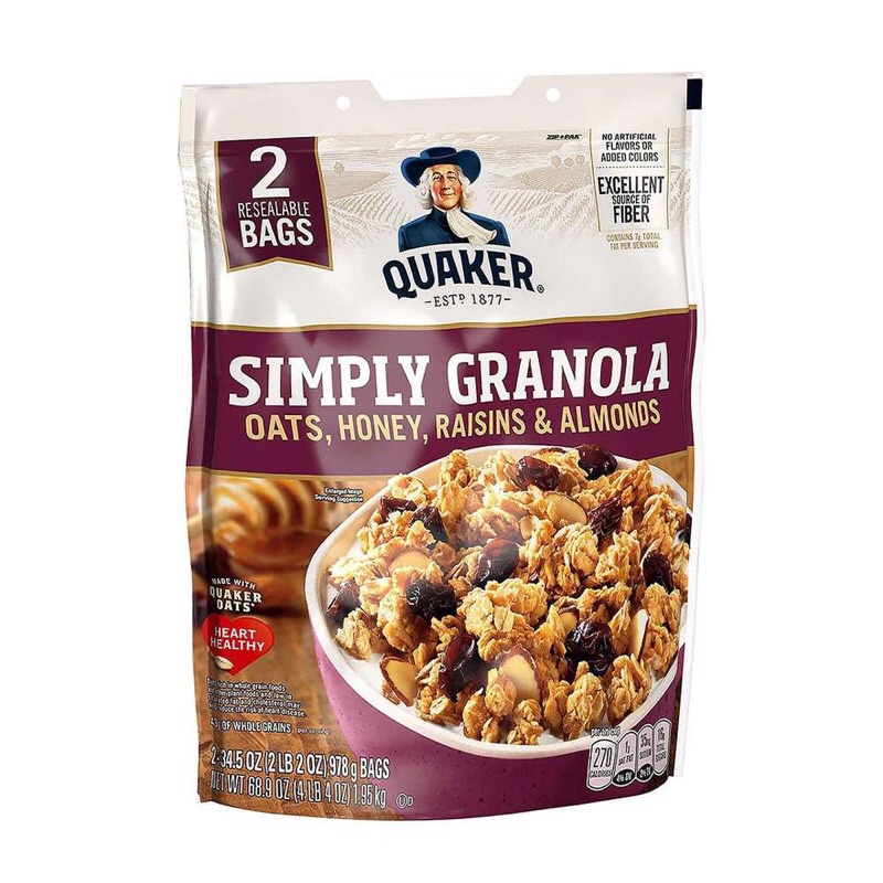 (Date 8/2022) Ngũ cốc Quaker Granola (có mẫu thử)