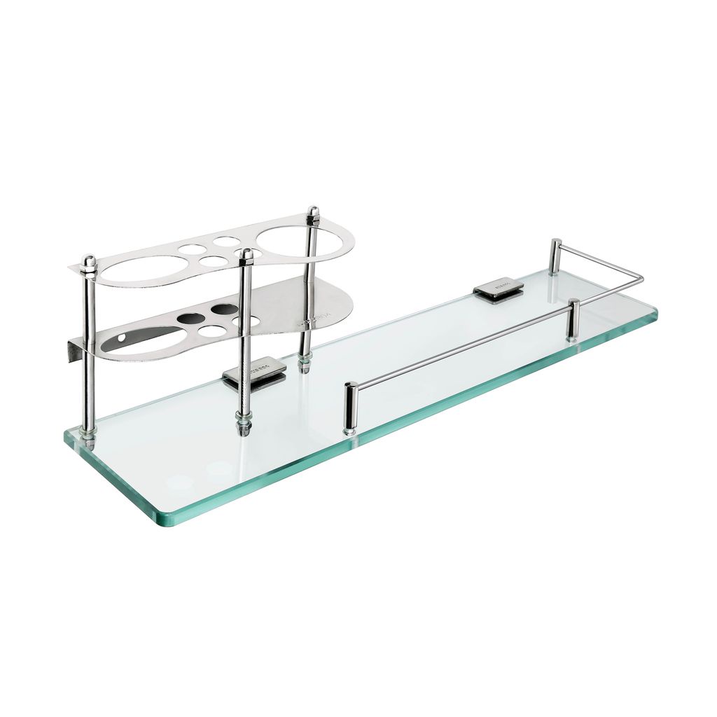 Kệ kính nhà tắm - kệ gương phòng tắm cao cấp TP39 inox 304 kích thước 12x50cm tặng kèm ly, khay đựng bàn chải, đinh ốc.