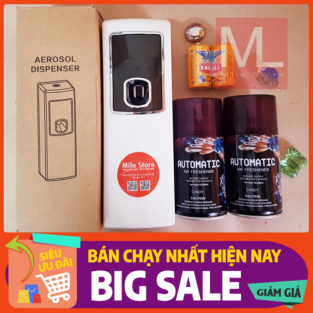 [GIAO NHANH 1H] COMBO 1 MÁY + 2 BÌNH - Máy xịt thơm phòng tự động - Inbox chọn mùi hình cuối