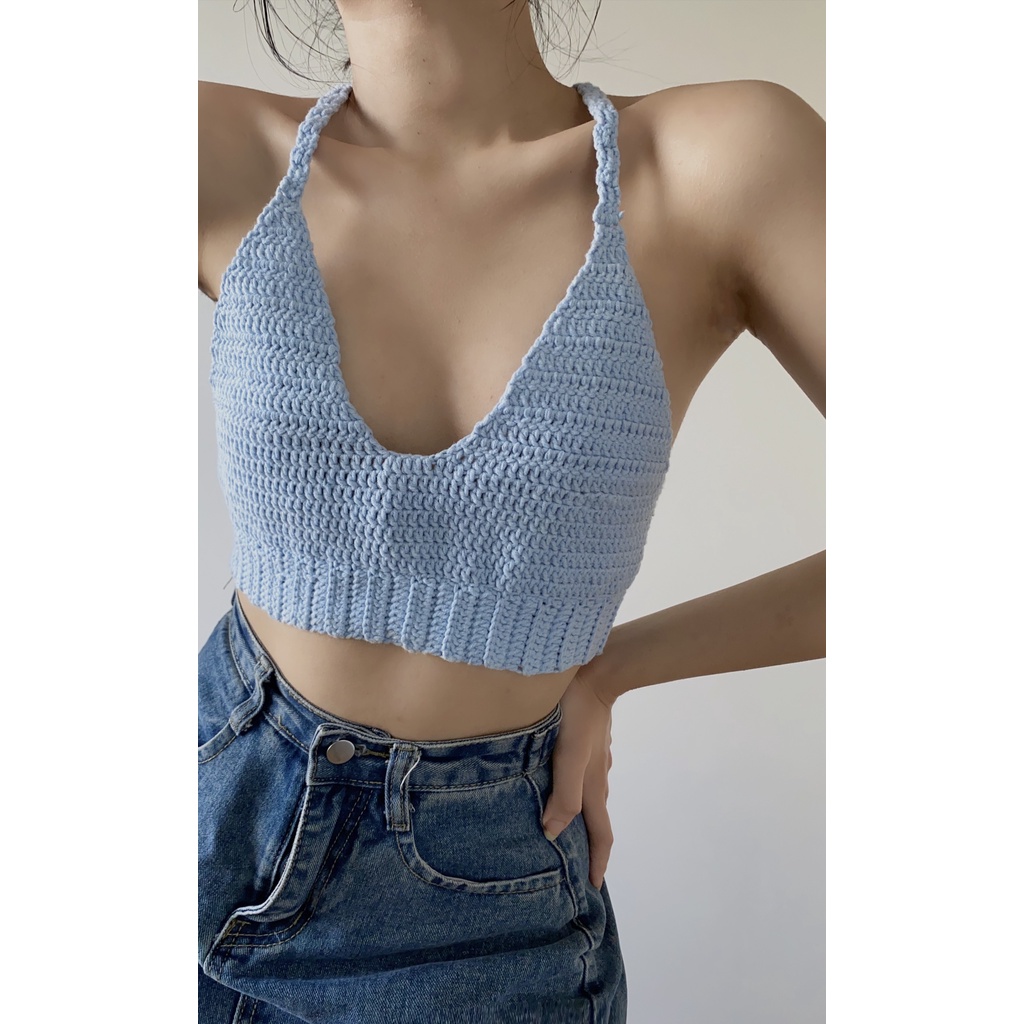 Croptop 2 dây nữ đan móc Splassshy Bubble Gums Top