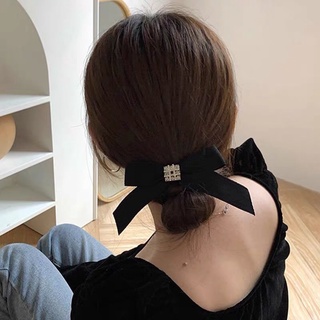 Kẹp tóc nơ đen đính ngọc sang chảnh