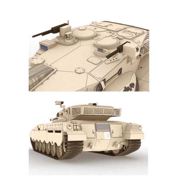 Mô hình giấy 3D quân sự xe tăng  xe tank Merkava Mk2 tỉ lệ 1/33