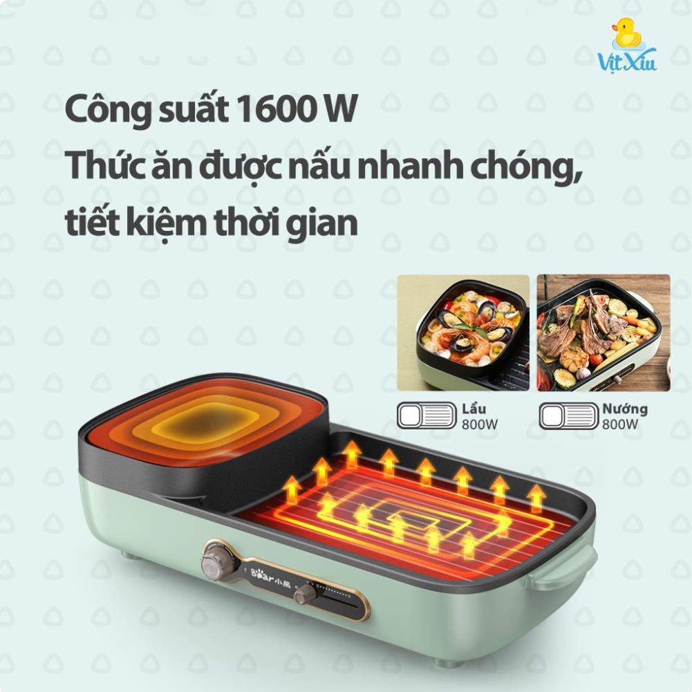 [Mã ELHADEV giảm 4% đơn 300K] Bếp Lẩu Nướng Điện 2 Ngăn Đa Năng 2in1 Bear DKL-C15G1 3L - Bảo Hành 18 Tháng