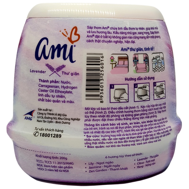 [ Yams Mart ] Sáp thơm Ami Lavender thư giãn lọ 200g