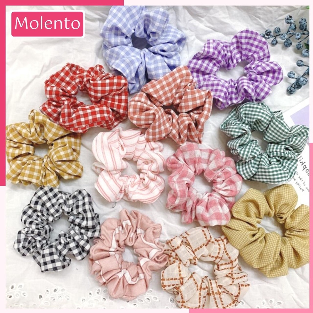 Buộc Tóc Scrunchies Nhiều Màu Mẫu Dễ Dương, Co Giãn Tốt Giao Mẫu Ngẫu Nhiên - M86