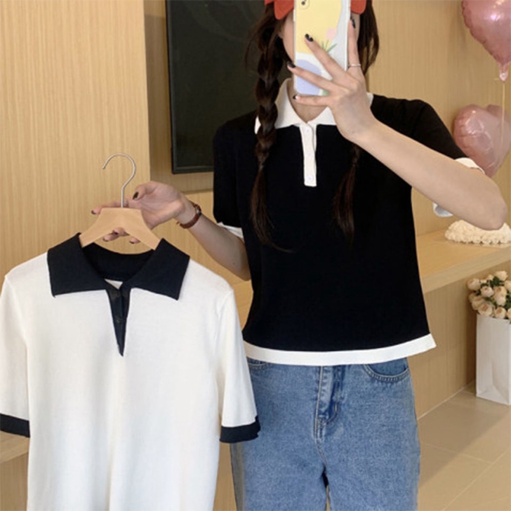 Áo polo Tay Ngắn Hở Vai Dáng Rộng Thời Trang Mùa Hè Hàng Mới Dành Cho Bạn Nữ 2022