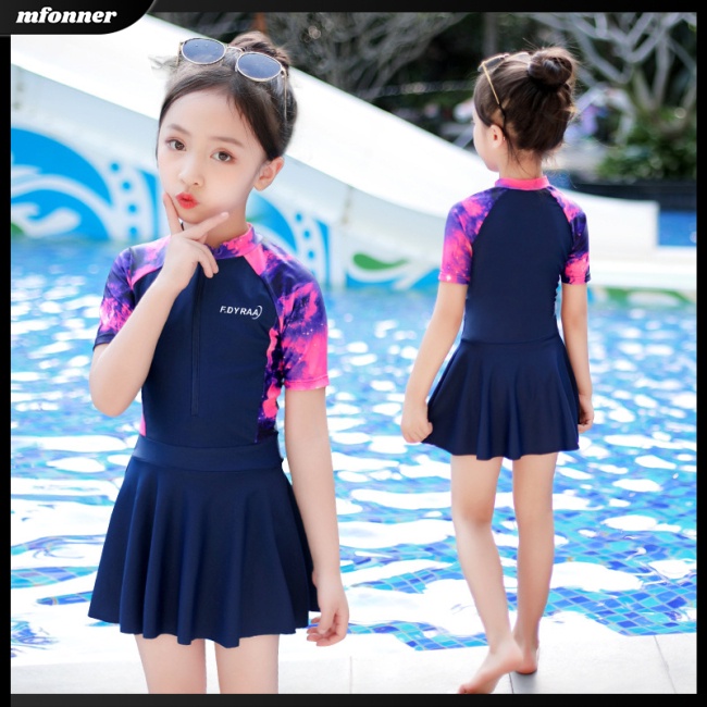 Bộ Đồ Bơi 2 Mảnh Gồm Đầm/Quần Legging Nhanh Khô Chống Nắng Xinh Xắn Cho Bé Gái