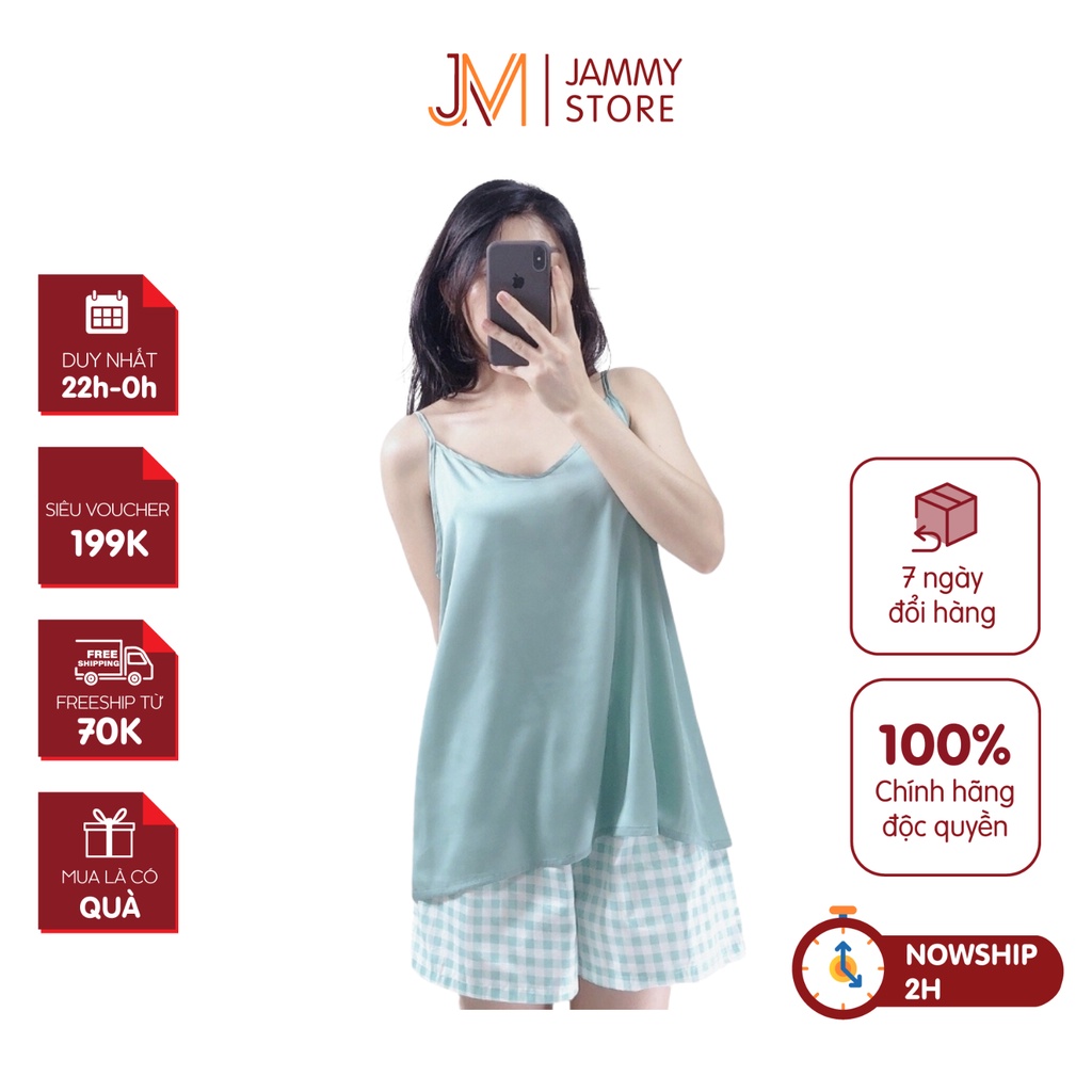 Đồ Ngủ Hai Dây Nữ Sexy Pyjama Jammy Set Đồ Ngủ Áo 2 Dây Quần Caro Gợi Cảm Nhiều Màu Quyến Rũ M17