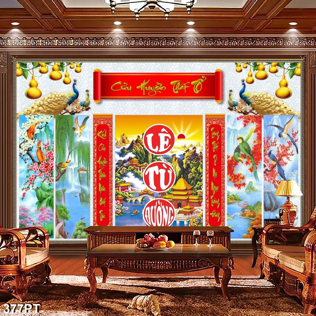 Tranh Cửu Huyền Thất Tổ In Theo Kích Thước Yêu Cầu Có Keo Dán