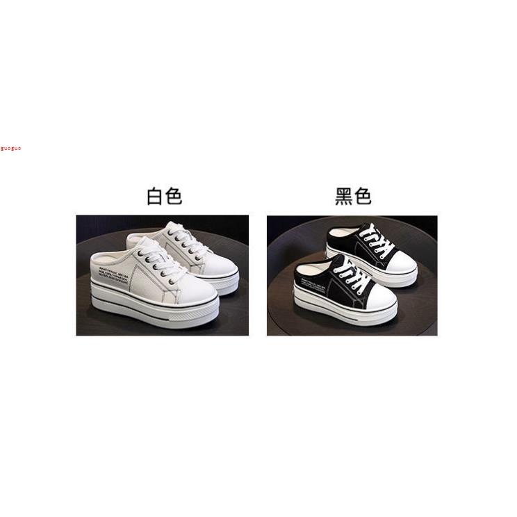 BQ Giày Lười Canvas Thoáng Khí Đế Độn 8cm Thời Trang Cho Nữ