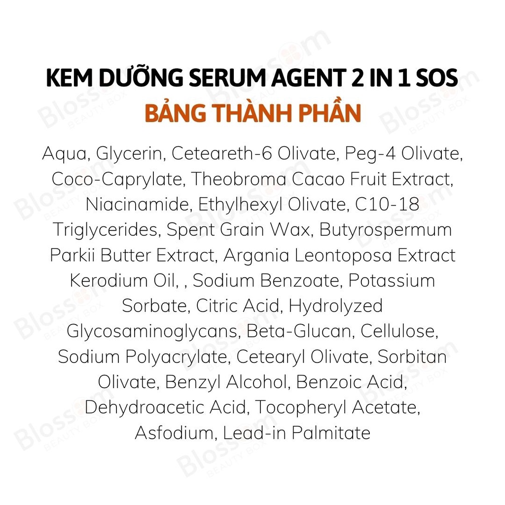 Kem dưỡng + serum agent 2 in 1 SOS cho da mụn, viêm đỏ Teana (face + body)