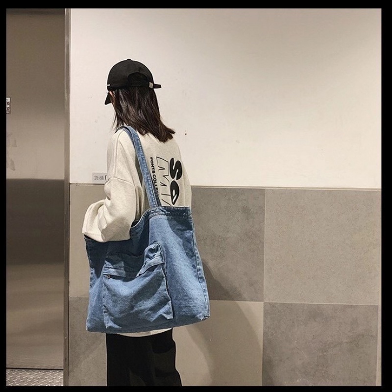 Túi Xách Denim Canvas Cỡ Lớn 2022 Thời Trang Cho Học Sinh