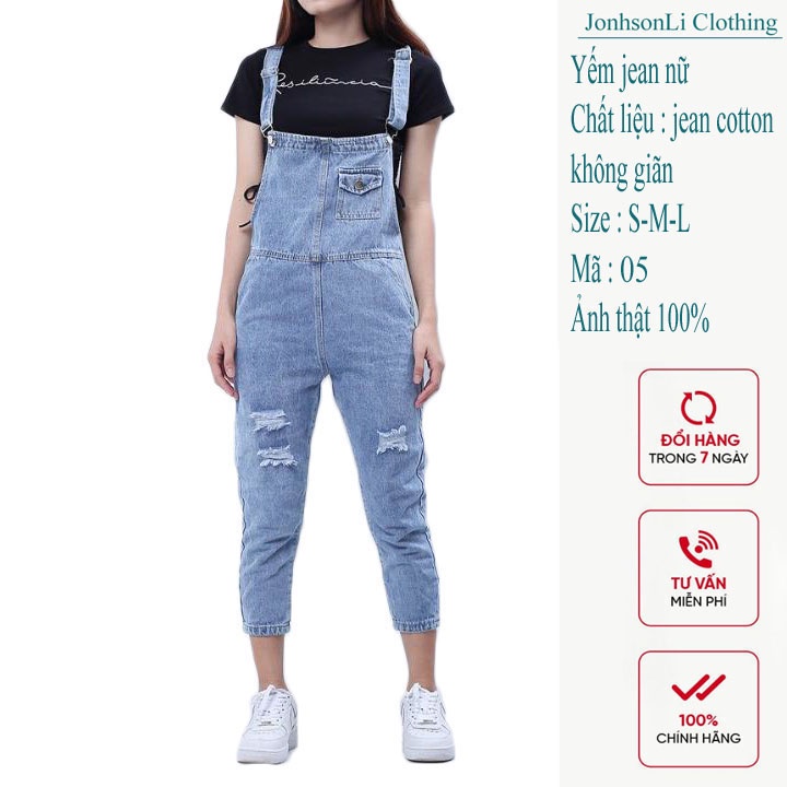 Yếm jean dài nữ JL JohnsonLi – yếm bò ulzzang phong cách hàn quốc J04