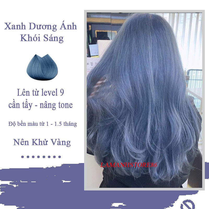 Thuốc nhuộm tóc XANH KHÓI - LIGHT BLUE SEA màu nhuộm lên màu chuẩn XANH KHÓI tone kem nhuộm tóc  an toàn không sót