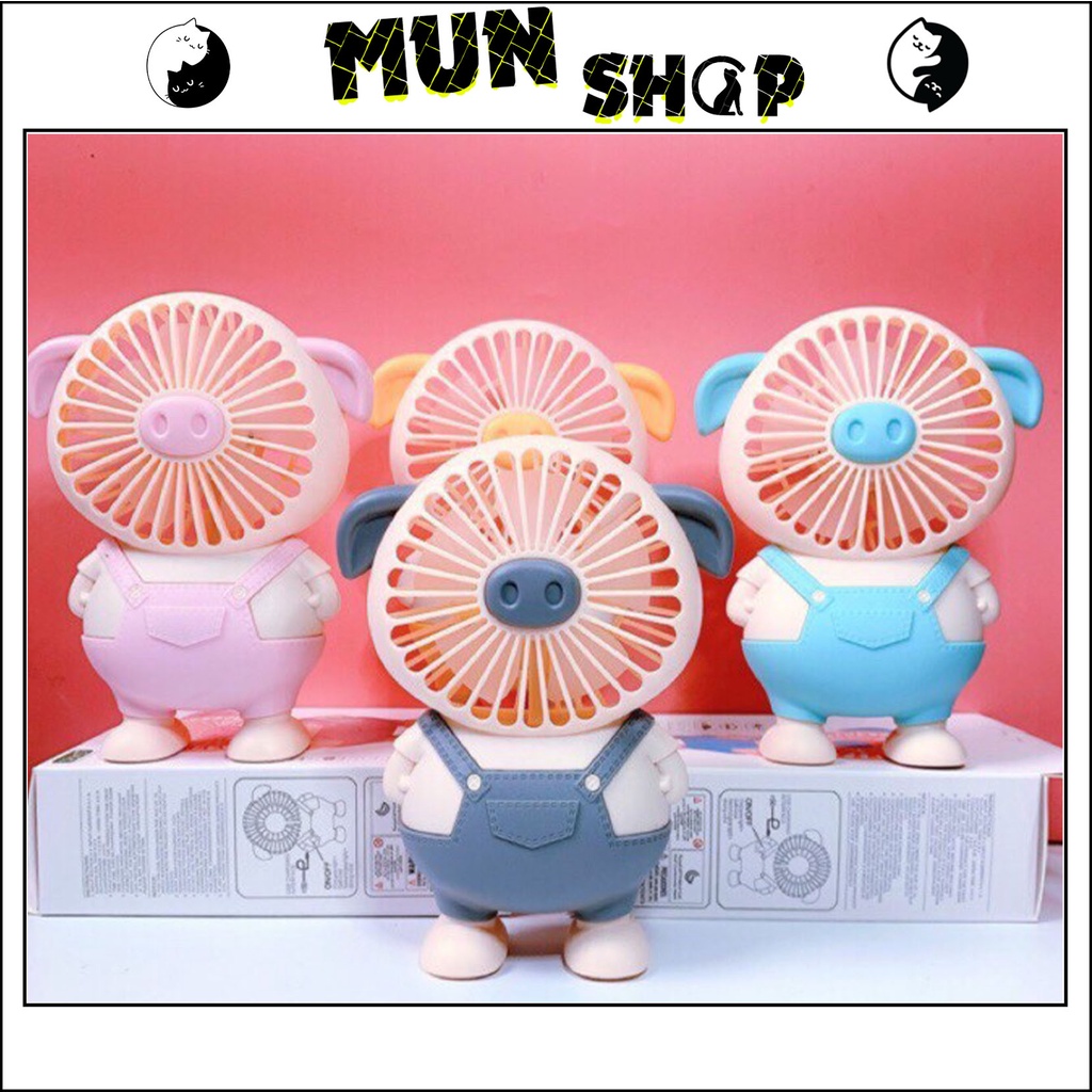 [Mã ELHA22 giảm 5% đơn 300K] Quạt Mini Tích Điện Hình Heo (Ngộ Nghĩnh) có hai size to, nhỏ, cực tiện lợi/Max