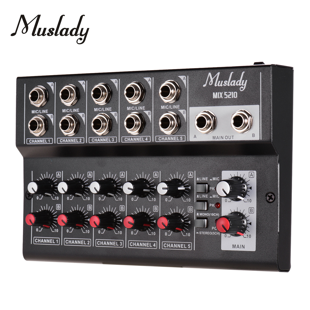 Muslady MIX5210 10-Channel Mixing Console Digital Audio Mixer Stereo for Recording DJ Network Live Broadcast Karaoke