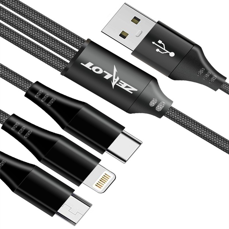 Dây cáp sạc nhanh USB loại C 3 trong 1 cho Apple Android Type-C