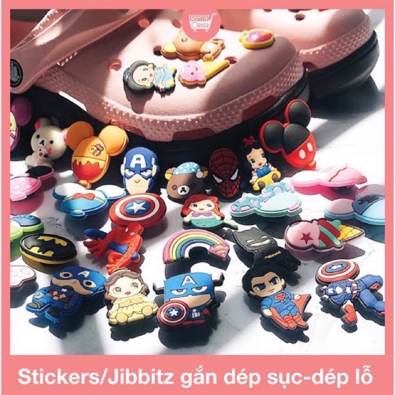 Sticker dán dép ❤️FREESHIP❤️ phụ kiện đơn giản dễ thương, huy hiệu hoạt hình A103